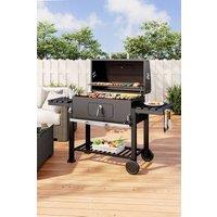 Living and Home Portable Outdoor Carbon Steel Charcoal BBQ Grill,Large Barbecue Stove Smoker in Black