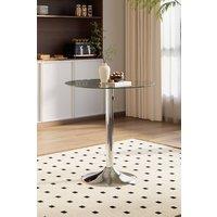 Living and Home Round Clear Glass Top Dining Table