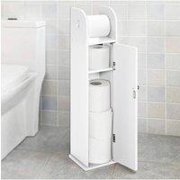 Living and Home White Wooden Freestanding Toilet Roll Holder&Bathroom Storage Cupboard
