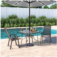 Living and Home 2 Person Patio Garden Dining Set With Umbrella in Brown