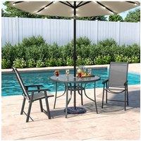 Living and Home 2 Person Patio Garden Dining Set With Umbrella in Black