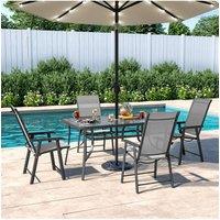 Living and Home Aamorah 4 Seater Garden Dining Set With Umbrella in Black