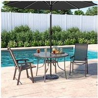 Living and Home 2 Person Patio Garden Dining Set With Umbrella in Brown