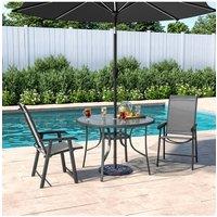 Living and Home 2 Person Patio Garden Dining Set With Umbrella in Black