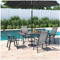 Living and Home Demi 4 Person Patio Garden Dining Set With Umbrella in Black