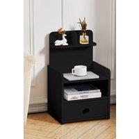 Living and Home One Drawer Wooden Bedside Table in Black