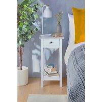 Living and Home One Drawer Wooden Slim Side Table Nightstanding Bed Sofa Side Storage Drawer with Shelf in White
