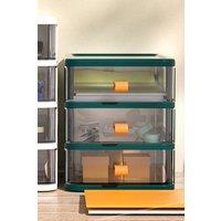 Living and Home 3 Tier Desktop Drawer Transparent Stationery Storage Box To Store Cosmetics Storage Box in Green