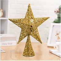 Living and Home Wrought Iron Christmas Tree Topper Star Ornament Home Decor in Gold