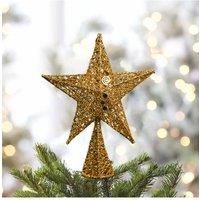 Living and Home Wrought Iron Christmas Tree Topper Star Ornament Home Decor in Gold