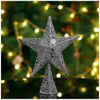 Living and Home Christmas Tree Topper Star Ornament Home Decor in Silver