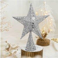 Living and Home Christmas Tree Topper Star Ornament Party Decoration in Silver