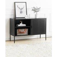 Living and Home Freestanding Steel File Filing Cabinet with Open Shelves Industrial Style TV Stand Storage Cabinet in Black