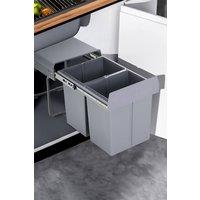 Living and Home 20L*2 Waste Bin Dustbin 2-Section Double Compartments Trash Can Kitchen in Grey