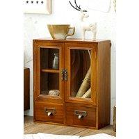 Living and Home Retro Wooden Desktop Storage Organizer with Drawers in Brown