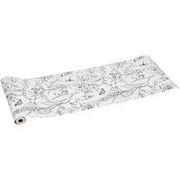 Living and Home Black & White Botanical Wallpaper with Peony, Birds & Insects Line Art Design