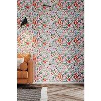 Living and Home Fresh Floral Wallpaper with Roses, Daisies & Wildflowers with Leaves and Fruits