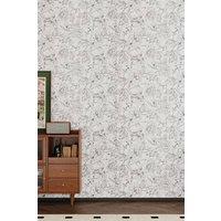 Living and Home Black & White Floral Wallpaper Green Sleeves Rose & Leaves Line Art Design