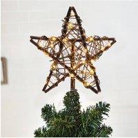 Living and Home 25cm Light Up Christmas Tree Topper Star with Gold Vine Design Festive LED Decoration in Walnut