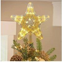 Living and Home Festive Warm White LED Tree Topper Star Christmas Decoration, Battery-Operated in Clear