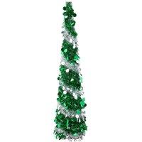 Living and Home 5ft Pop-up Sequin Tinsel Christmas Tree Foldable Festive Decoration in Green