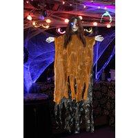 Living and Home Hanging Skeleton Halloween Decoration Creepy Doll with Glowing Red & Blue Eyes for Spooky Garden or Haunted House