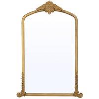 Living and Home 66x96cm Vintage Gold Arched Decorative Wall Mirror with Carved Floral Scroll Design