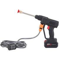 Living and Home 48V Portable Cordless Electric Handheld Pressure Washer Cleaner with 5m Hose, 3 Nozzles, 2 Batteries in Black