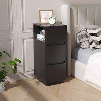 Living and Home Minimalist Bedside Table with Drawers in Black