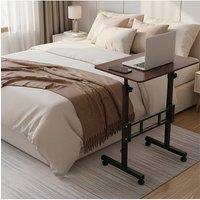 Living and Home Height Adjustable Mobile Laptop Desk with Wheels in Brown