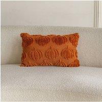 Living and Home Textured Pumpkin Decorative Cushion in Orange | Size: 45cm x 45cm
