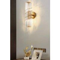 Living and Home 2-Light E14 Crystal Lampshade Wall Light in Gold