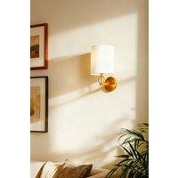 Living and Home Metal Wall Light with Fabric Lampshade in Gold