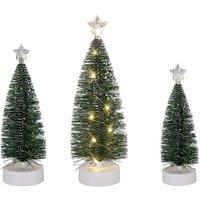 Living and Home 3PCS Mini Christmas Tree Set with LED Lights in Green