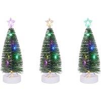 Living and Home 3PCS Mini Christmas Tree Set with LED Lights in Green | Size: B