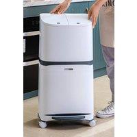 Living and Home 48L Rubbish Bin Dustbin Pedal Recycling Removable 3 Compartments Trash Can with Wheels Divider Kitchen in White