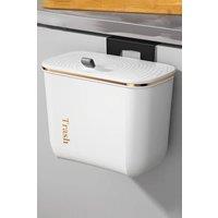 Living and Home 8.5L Kitchen Hanging Waste Bin Dustbin Flip-top Trash Can Punch-free with Lid(26.8 x 14.8 x 22cm) in White
