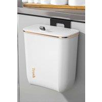 Living and Home 11L Kitchen Hanging Waste Bin Dustbin Flip-top Trash Can Punch-free with Lid in White