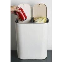 Living and Home 15L Rubbish Dustbin 2 Recycling Bin Trash Can Kitchen Dry Wet Separation Sorting with Push-type Lid in White