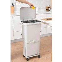 Living and Home 38L Rubbish Bin Dustbin Removable Pedal Trash Can with Hooks Wheels in White