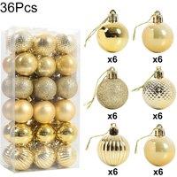 Living and Home 36Pcs Gold Christmas Tree Ornaments Christmas Ball Decorations Set