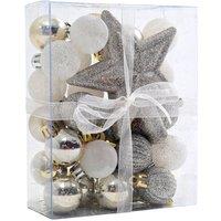 Living and Home 30Pcs Shatterproof Christmas Ornament Set Xmas Bauble and Snowflake Tree Topper Decor in Silver