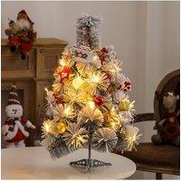 Living and Home Mini DIY Christmas Tree With LED Light Tabletop Ornament in White