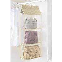 Living and Home 3-tier Hanging Handbag Purse Organizer Wardrobe Closet Space Saving Handbag Storage in Beige