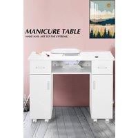 Living and Home High Quality Fashion Makeup Desk Dresser Manicure Table Nail Desk with Rolling Wheels For Spa Beauty Salon & Home in White