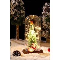 Living and Home LED Glass Dome Christmas Tree Tabletop Festival Decoration in Clear