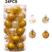 Living and Home 24Pcs Christmas Yellow Ball Ornament Set Xmas Tree Bauble Decor in Gold