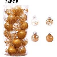 Living and Home 24Pcs Christmas Gold Ball Ornament Set Xmas Tree Bauble Decor in Copper