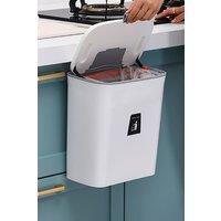 Living and Home 9L Waste Bin Cabinet Door Hanging Dustibin Inner bucket Trash Can Kitchen Sliding Lid Garbage Can in White