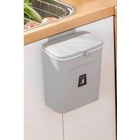 Living and Home 9L Hanging Waste Bin Inner bucket Trash Can With Sliding Lid Kitchen Bathroom in Grey